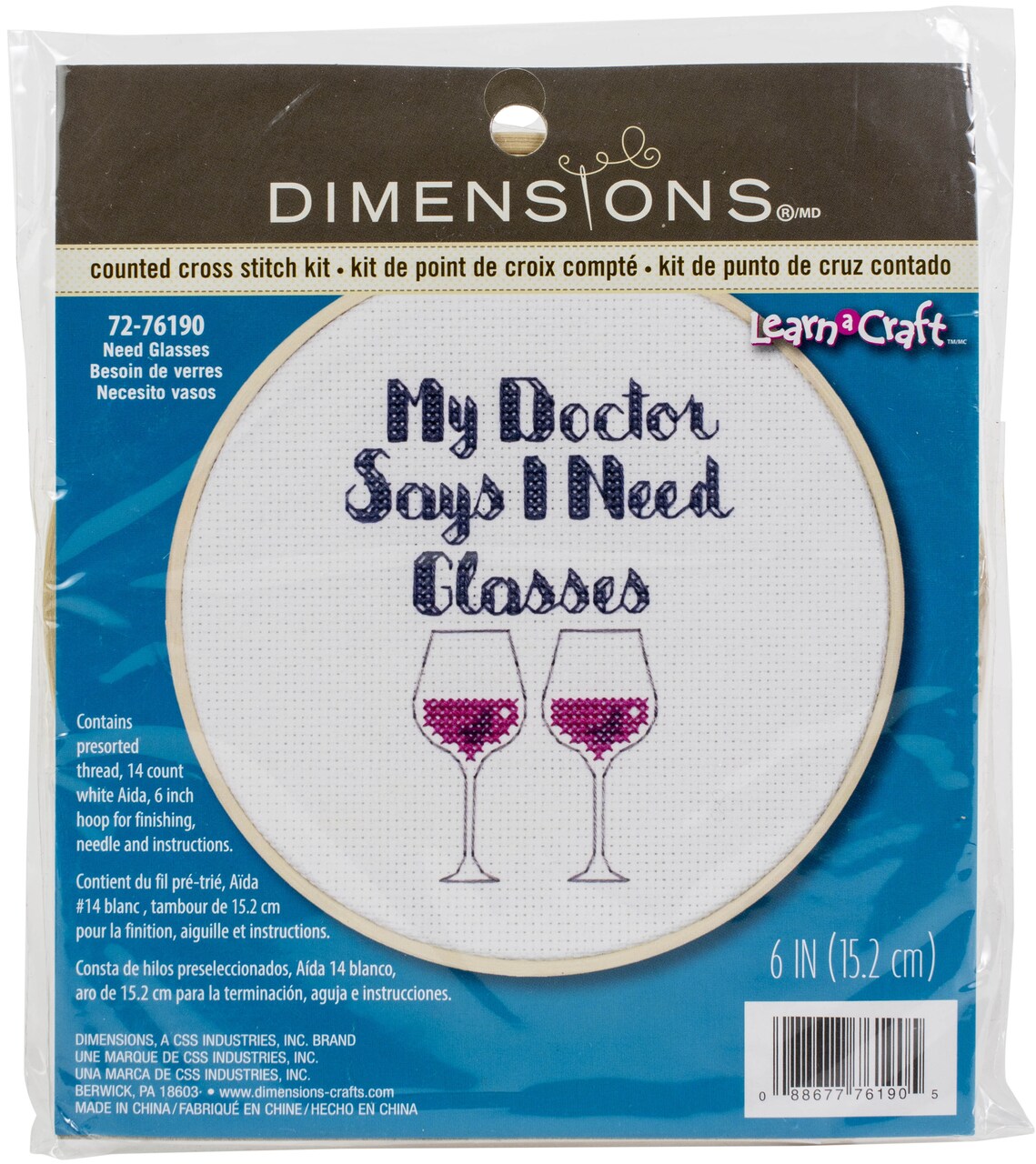 Dimensions Counted Cross Stitch Kit 6" Round-Need Glasses (14 Count)